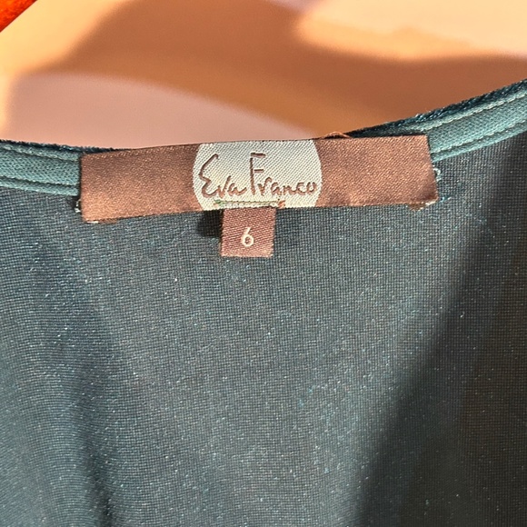 NWOT Eva Franco Blue Velvet Sleeveless Draped Neck Blouse Size 6 - Picture 3 of 13